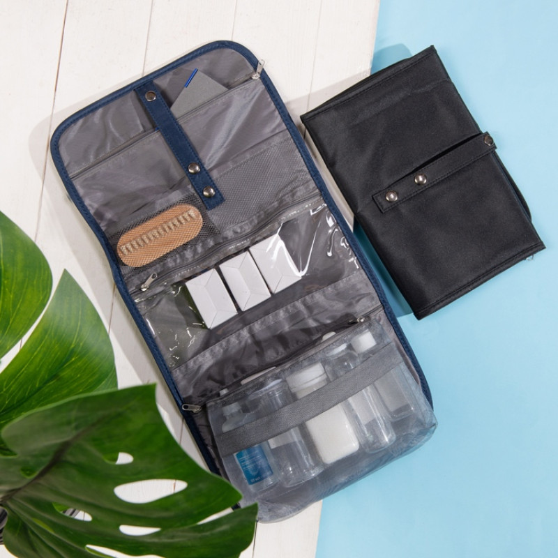 Несессер для путешествий со съемной косметичкой "Flat", черный