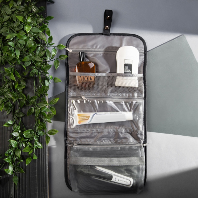 Несессер для путешествий со съемной косметичкой "Flat", черный