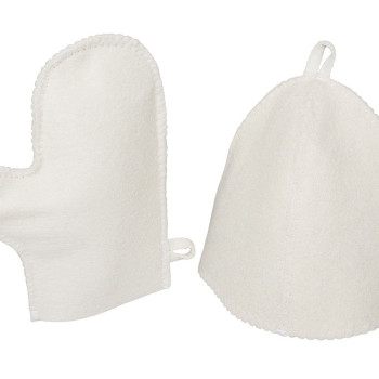 Банный набор из шапки и рукавицы "Renew", белый