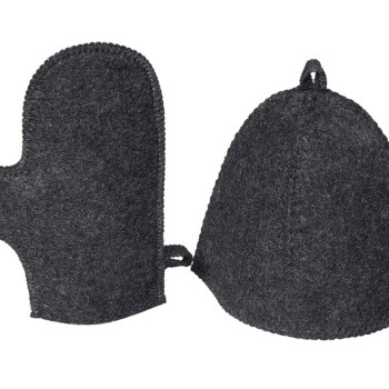 Банный набор из шапки и рукавицы "Renew", серый