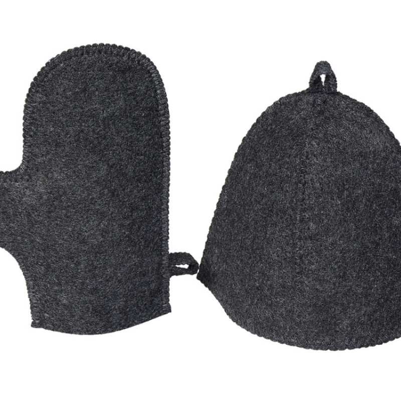 Банный набор из шапки и рукавицы "Renew", серый