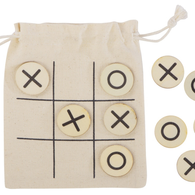 Деревянные крестики нолики в мешочке "XO"