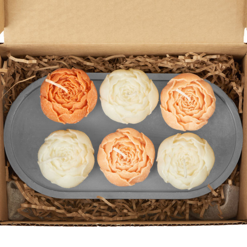 Набор свечей на подставке "Пионы"