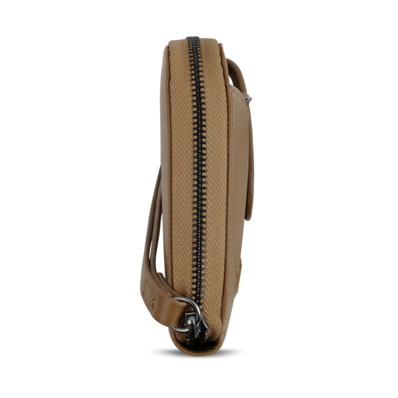 Кошелёк женский BUGATTI ДАФНА | DAPHNE с ключницей, коньячный цвет, воловья кожа/полиэстер, 19х3х11 см