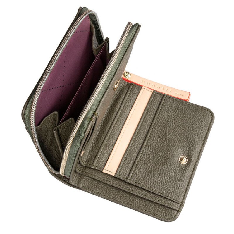 Кошелёк женский BUGATTI ЭЛЛА | ELLA, оливковый, полиуретан, 12х3х10 см