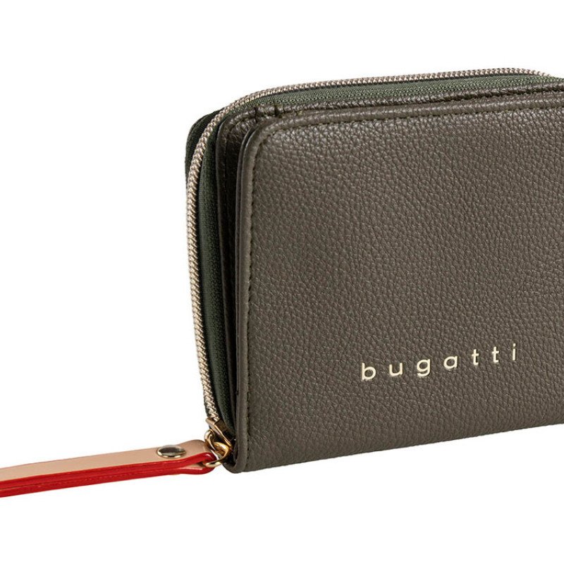Кошелёк женский BUGATTI ЭЛЛА | ELLA, оливковый, полиуретан, 12х3х10 см