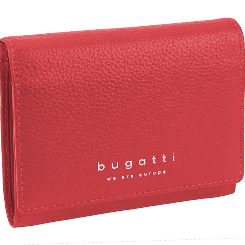 Кошелёк женский BUGATTI ЛИНДА | LINDA, красный, натуральная воловья кожа, 12х3х9,5 см