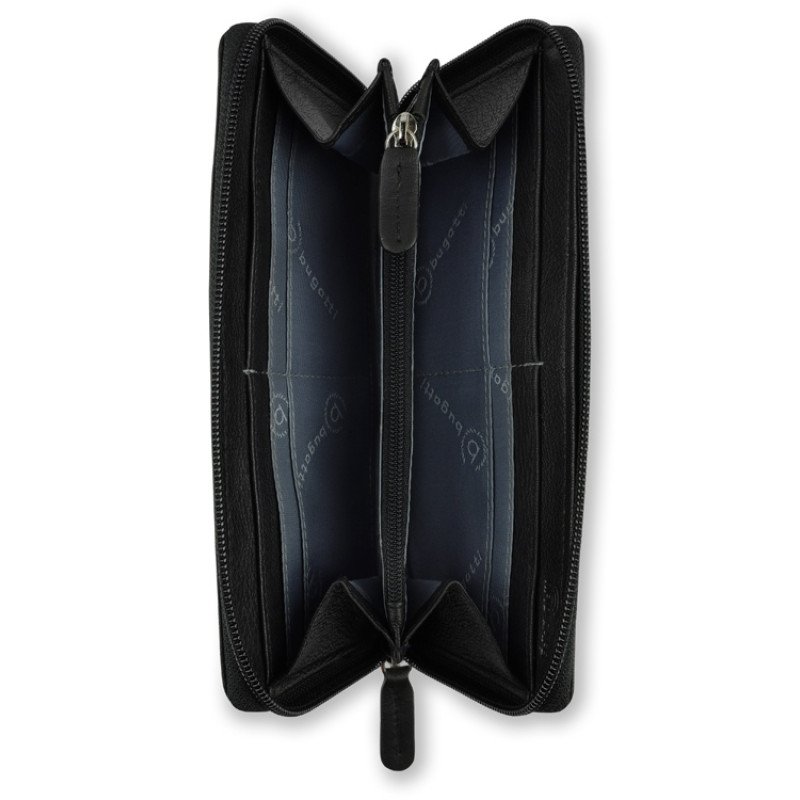 Кошелёк женский BUGATTI БАНДА | BANDA, с защитой данных RFID, чёрный, кожа козы/полиэстер, 18,5х2х10 см