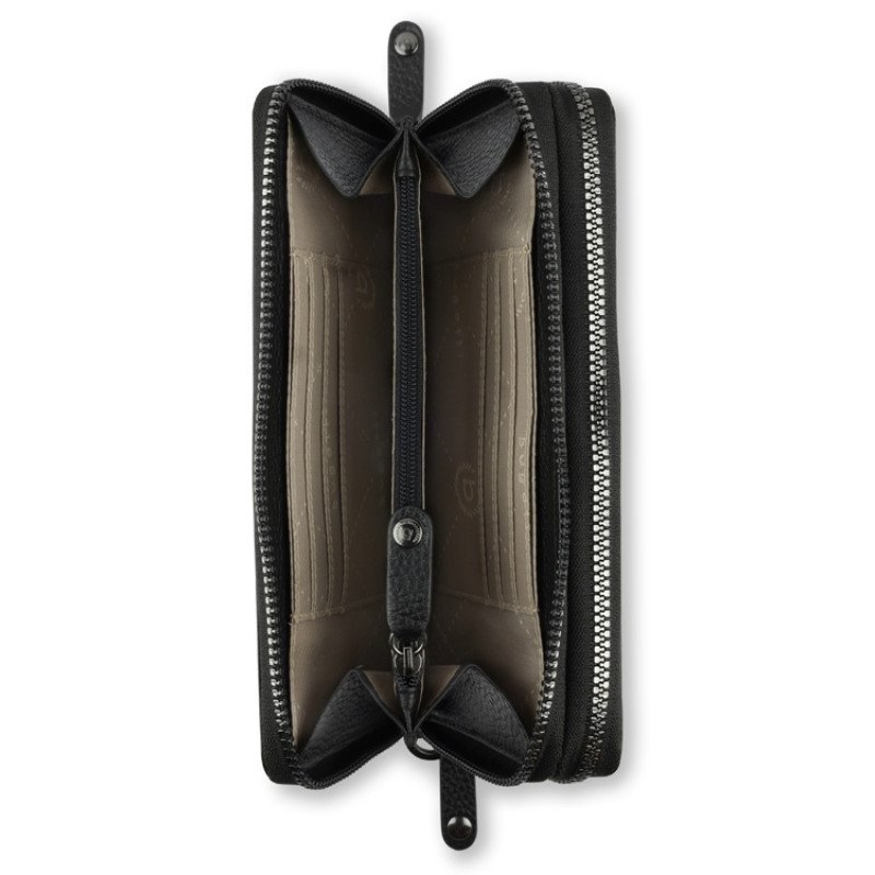 Кошелёк женский BUGATTI ЭЛЬЗА | ELSA, с защитой данных RFID, чёрный, воловья кожа/полиэстер, 19х3х10,5 см