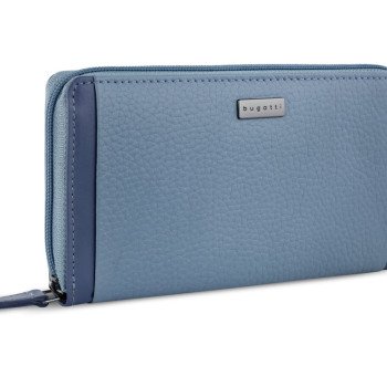 Кошелёк женский BUGATTI СИНА | SINA, голубой, воловья кожа/полиэстер, 19х3х11 см