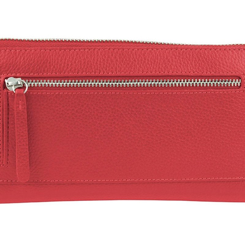 Кошелёк женский BUGATTI ЛИНДА | LINDA, на молнии, красный, натуральная воловья кожа, 19,2х2,5х10,5 см