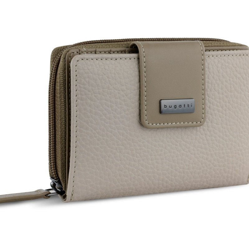 Кошелёк женский BUGATTI СИНА | SINA, бежевый, воловья кожа/полиэстер, 13,7х3х9,5 см