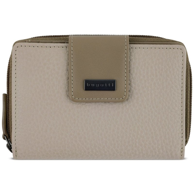 Кошелёк женский BUGATTI СИНА | SINA, бежевый, воловья кожа/полиэстер, 13,7х3х9,5 см