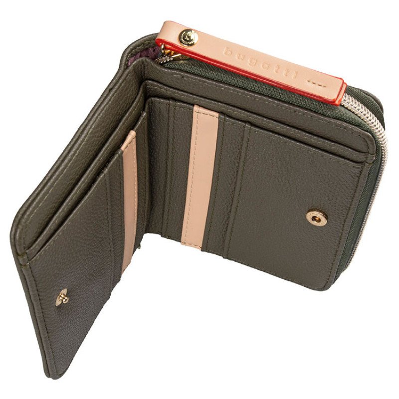 Кошелёк женский BUGATTI ЭЛЛА | ELLA, оливковый, полиуретан, 12х3х10 см