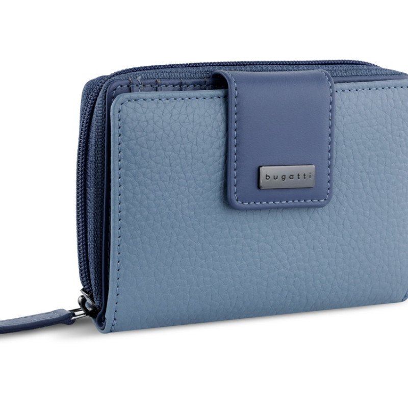 Кошелёк женский BUGATTI СИНА | SINA, голубой, воловья кожа/полиэстер, 13,7х3х9,5 см