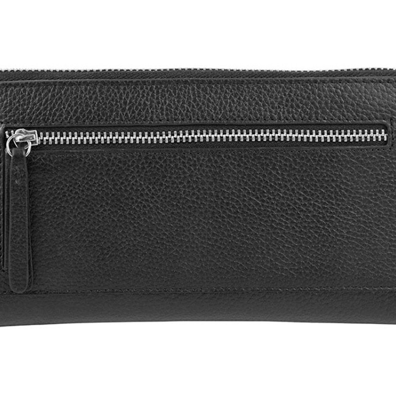 Кошелёк женский BUGATTI ЛИНДА | LINDA, на молнии, чёрный, натуральная воловья кожа, 19,2х2,5х10,5 см