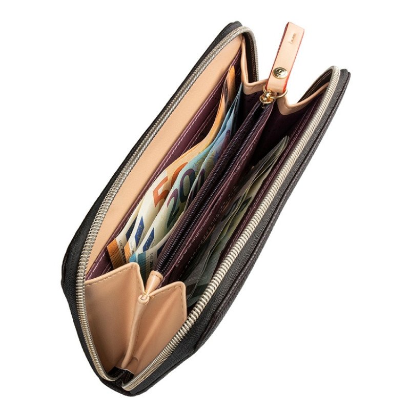 Кошелёк женский BUGATTI ЭЛЛА | ELLA, тёмно-коричневый, полиуретан, 19х2х10 см