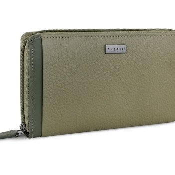 Кошелёк женский BUGATTI СИНА | SINA, зеленый, воловья кожа/полиэстер, 19х3х11 см