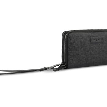 Кошелёк женский BUGATTI ЭЛЬЗА | ELSA, с защитой данных RFID, чёрный, воловья кожа/полиэстер, 19х3х10,5 см