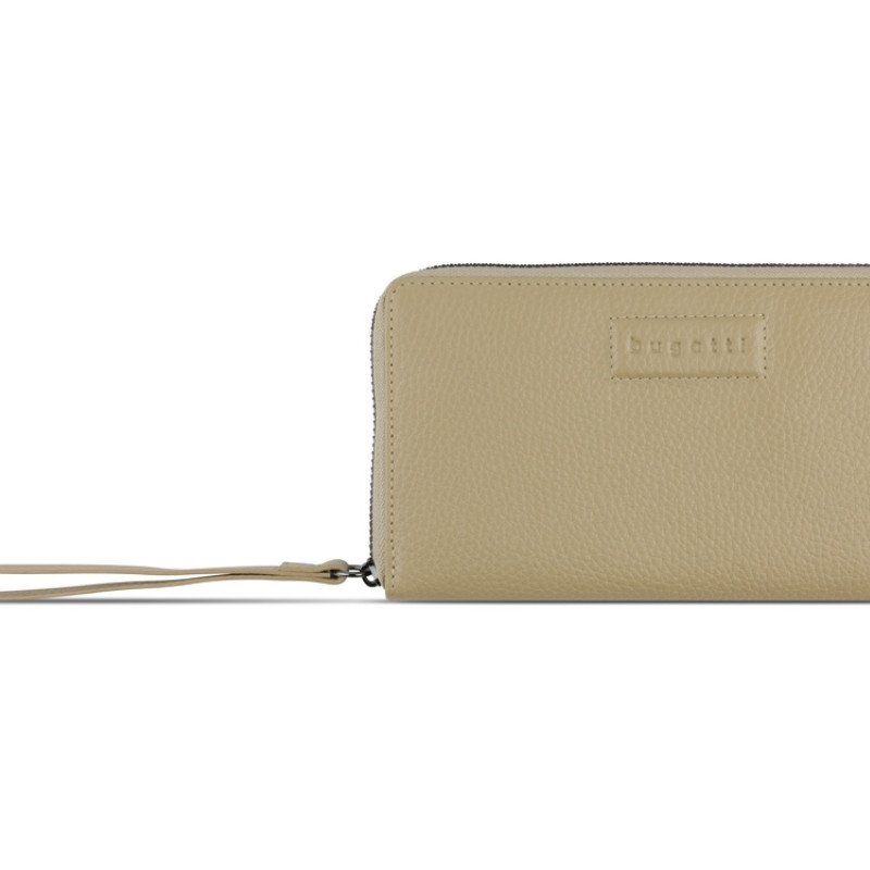 Кошелёк женский BUGATTI ЭЛЬЗА | ELSA, с защитой данных RFID, песочного цвета, воловья кожа/полиэстер, 18,7х2х10 см