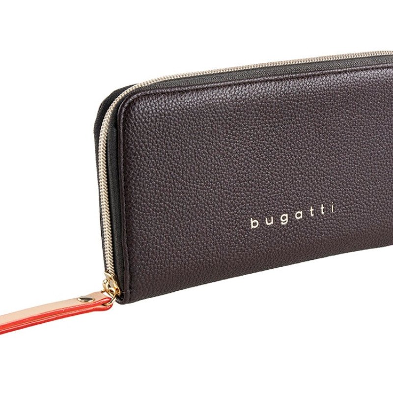 Кошелёк женский BUGATTI ЭЛЛА | ELLA, тёмно-коричневый, полиуретан, 19х2х10 см