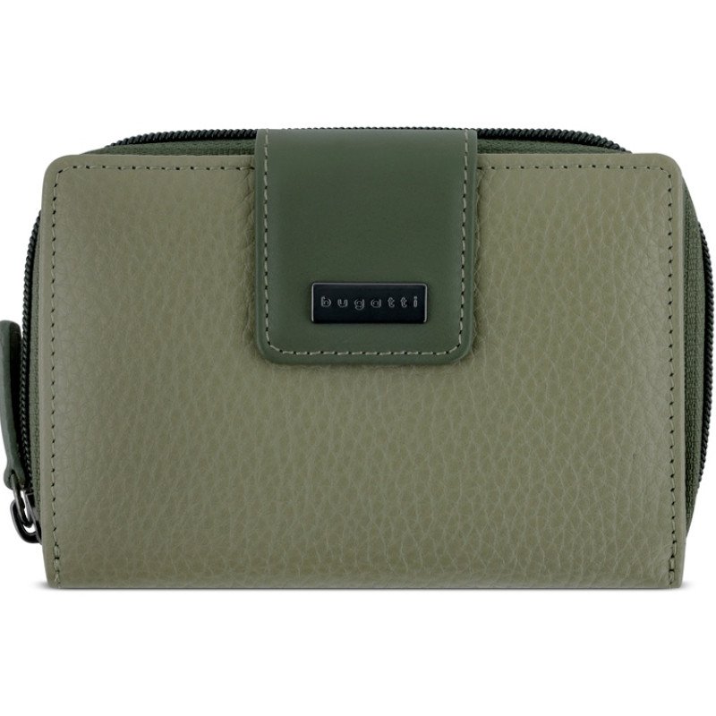 Кошелёк женский BUGATTI СИНА | SINA, зеленый, воловья кожа/полиэстер, 13,7х3х9,5 см