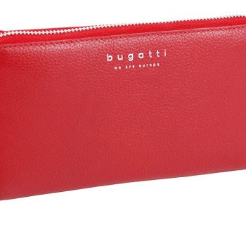 Кошелёк женский BUGATTI ЛИНДА | LINDA, на молнии, красный, натуральная воловья кожа, 19,2х2,5х10,5 см