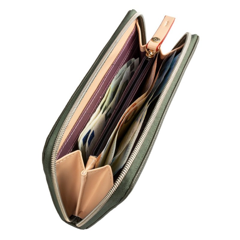 Кошелек женский BUGATTI ЭЛЛА | ELLA, оливковый, полиуретан, 19х2х10 см