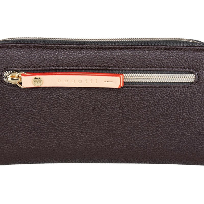 Кошелёк женский BUGATTI ЭЛЛА | ELLA, тёмно-коричневый, полиуретан, 19х2х10 см