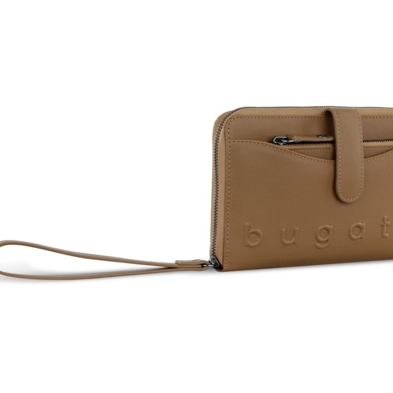 Кошелёк женский BUGATTI ДАФНА | DAPHNE с ключницей, коньячный цвет, воловья кожа/полиэстер, 19х3х11 см