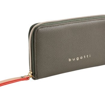Кошелек женский BUGATTI ЭЛЛА | ELLA, оливковый, полиуретан, 19х2х10 см