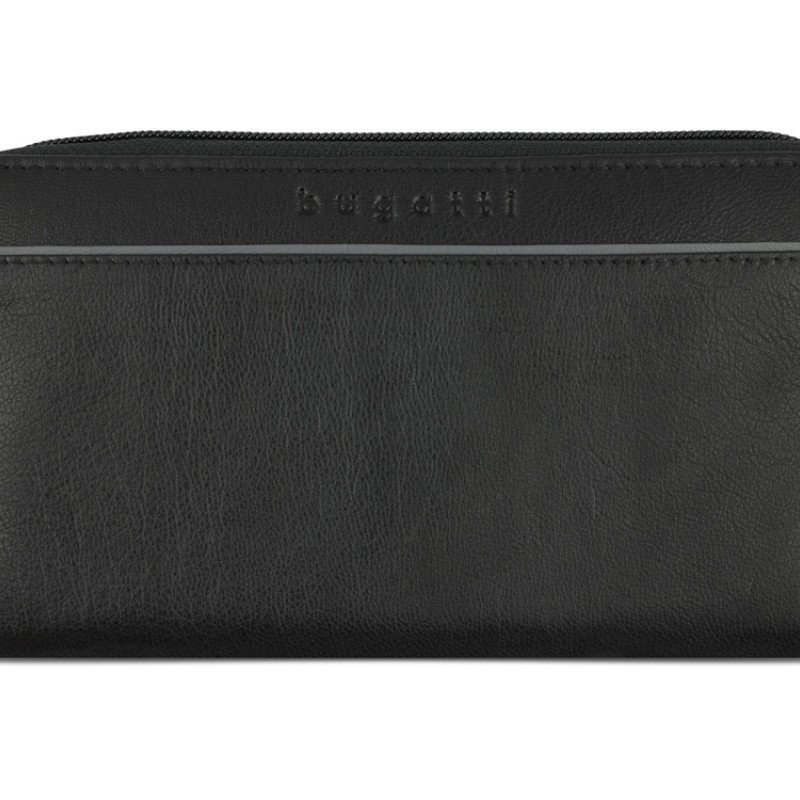 Кошелёк женский BUGATTI БАНДА | BANDA, с защитой данных RFID, чёрный, кожа козы/полиэстер, 18,5х2х10 см