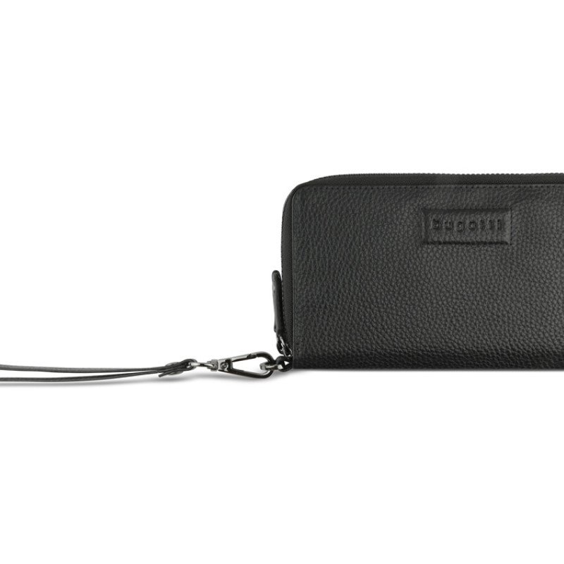 Кошелёк женский BUGATTI ЭЛЬЗА | ELSA, с защитой данных RFID, чёрный, воловья кожа/полиэстер, 19х3х10,5 см