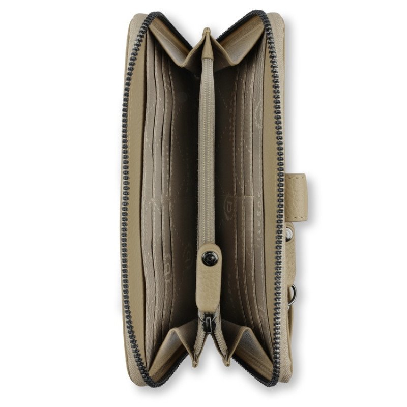 Кошелёк женский BUGATTI ЭЛЬЗА | ELSA с ключницей, с защитой данных RFID, песочного цвета, воловья кожа/полиэстер, 18,7х3х10,7 см