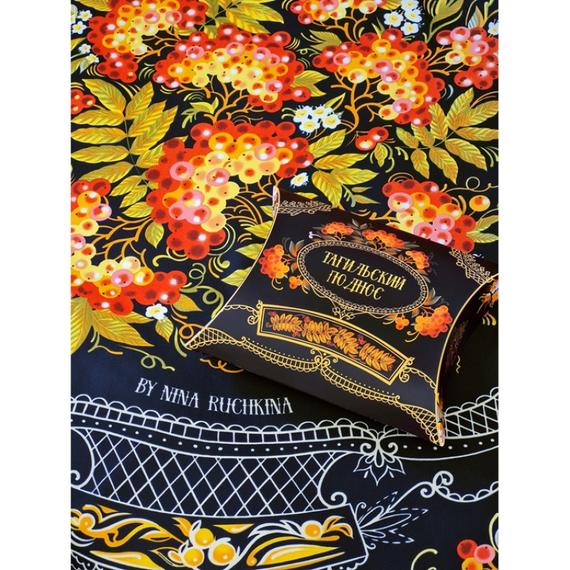 Платок «Тагильский поднос», черный