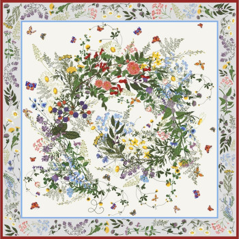 Платок «Русский полевой букет», молочный