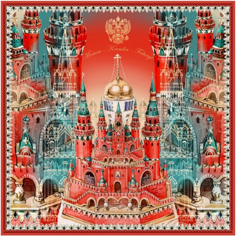 Платок "Кремль - Москва - Фаберже" Платок "Кремль - Москва - Фаберже"