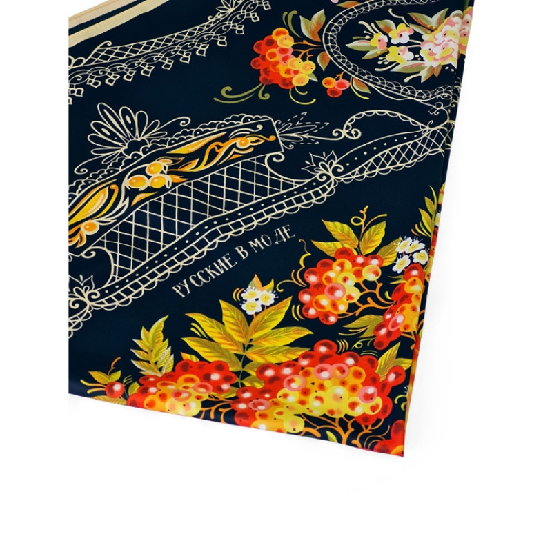 Платок «Тагильский поднос», черный