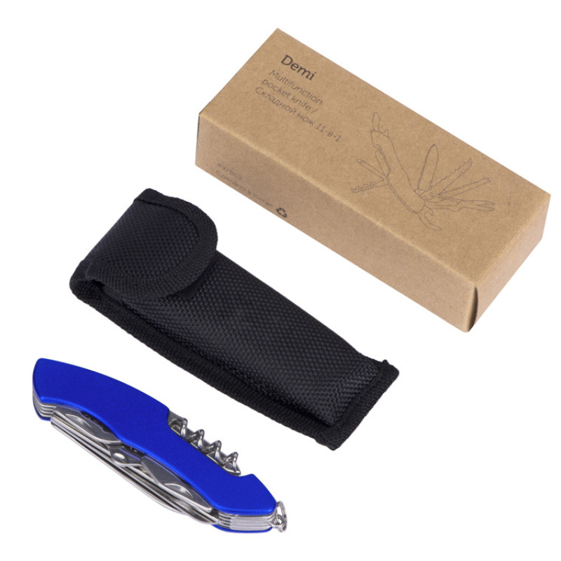 Мультитул-складной нож Demi 11-в-1, серебристый/синий