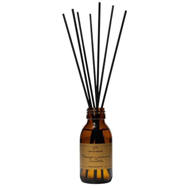 Ароматический диффузор с палочками, апельсин и жасмин, ваниль, 100 мл