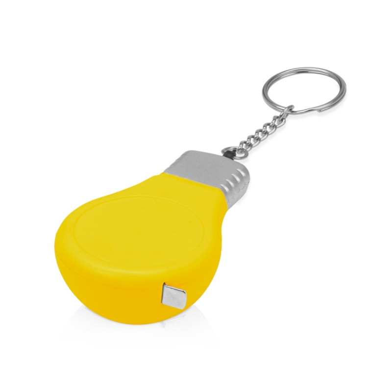 Брелок-рулетка для ключей "Лампочка", желтый/серебристый Брелок-рулетка для ключей "Лампочка", желтый/серебристый