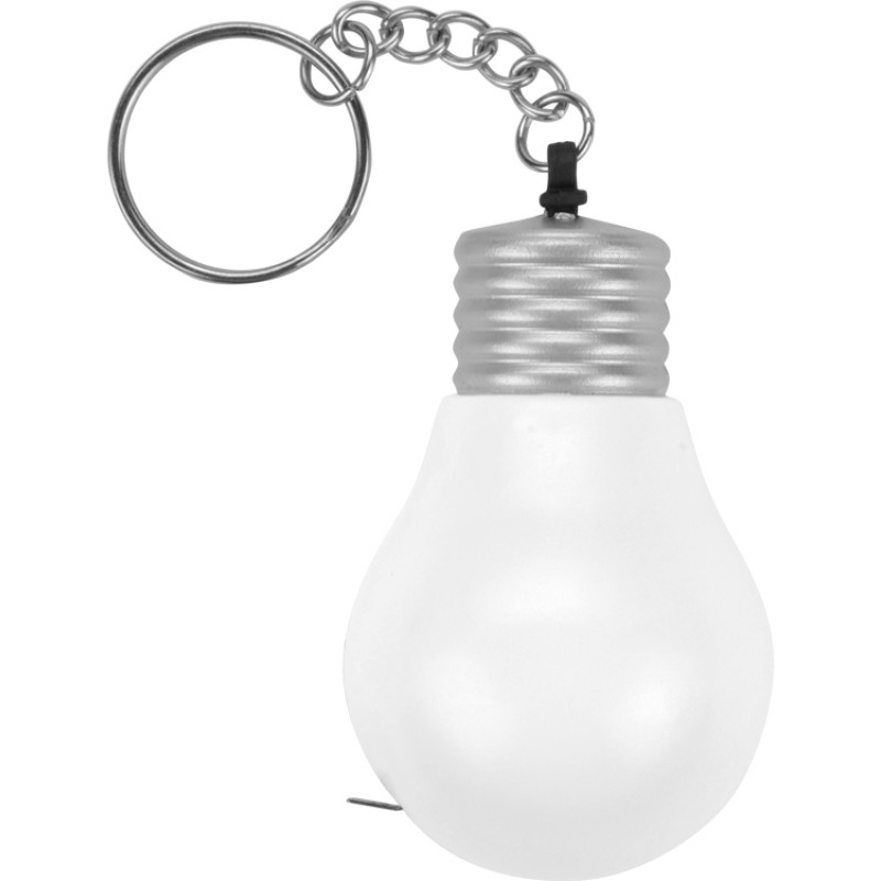 Брелок-рулетка для ключей "Лампочка", белый/серебристый