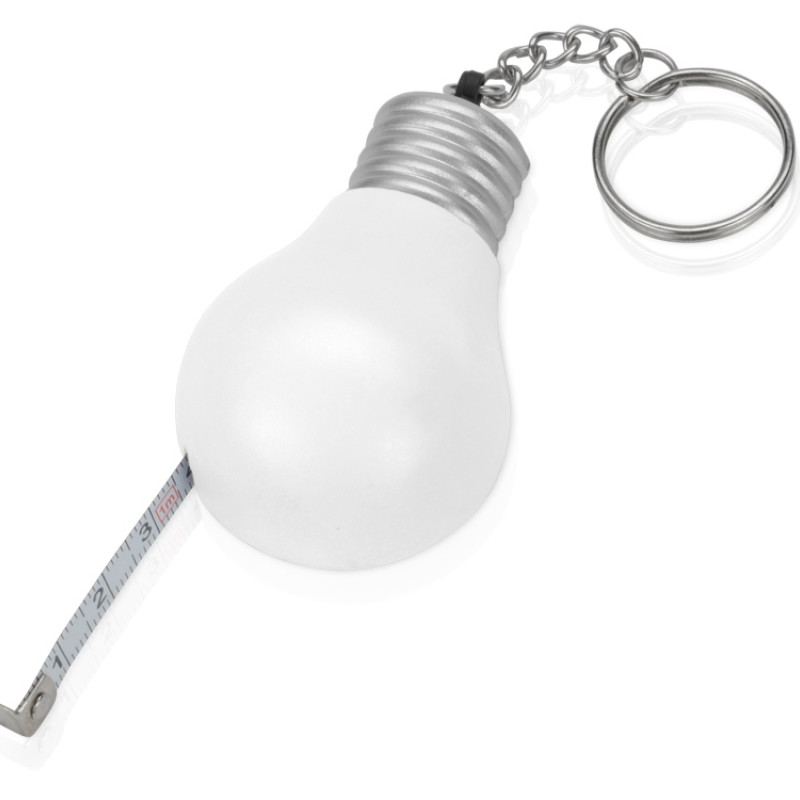 Брелок-рулетка для ключей "Лампочка", белый/серебристый
