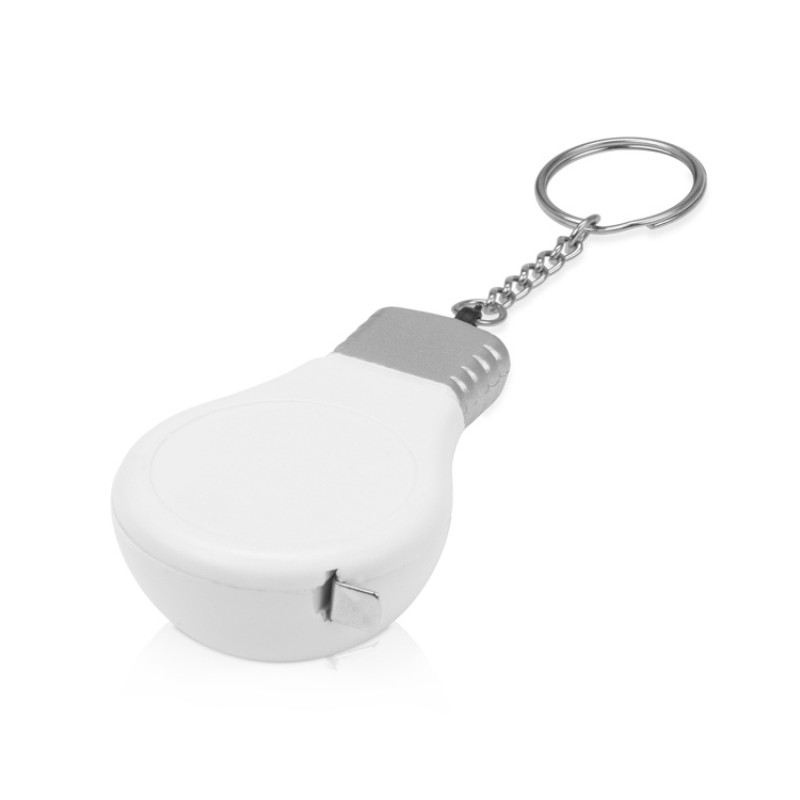 Брелок-рулетка для ключей "Лампочка", белый/серебристый