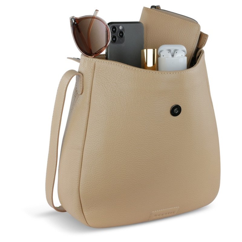 Сумка женская BUGATTI ЭЛЬЗА | ELSA, песочного цвета, воловья кожа/полиэстер, 29х8х27 см