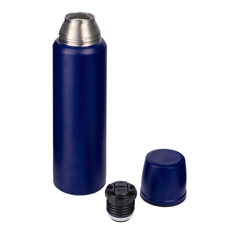 Термос с чашей и двойными медными стенками "Stern", 1 л, темно-синий