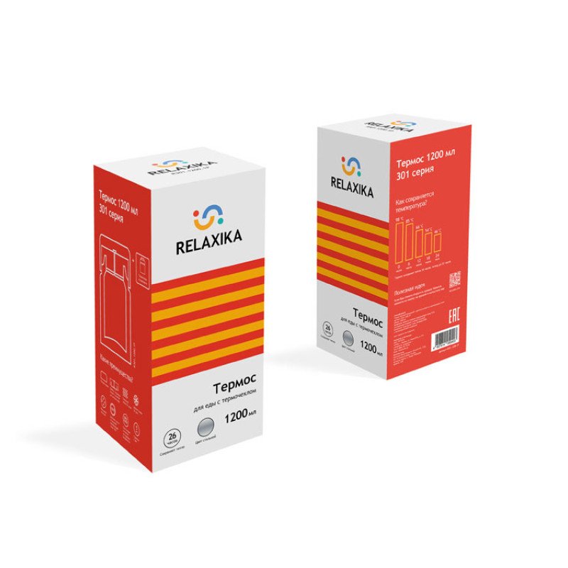 Термос для еды Relaxika 301 в чехле, 1200 мл, стальной