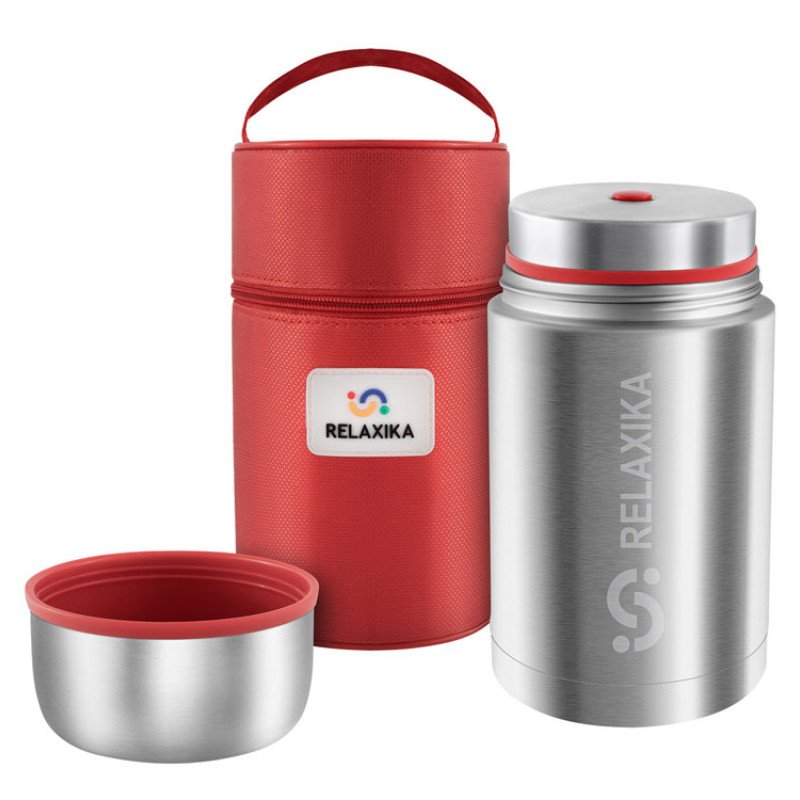 Термос для еды Relaxika 301 в чехле, 1200 мл, стальной