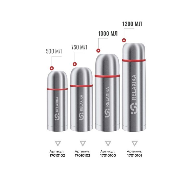Термос Relaxika 102, 2 чашки, 1000 мл, стальной Термос Relaxika 102, 2 чашки, 1000 мл, стальной