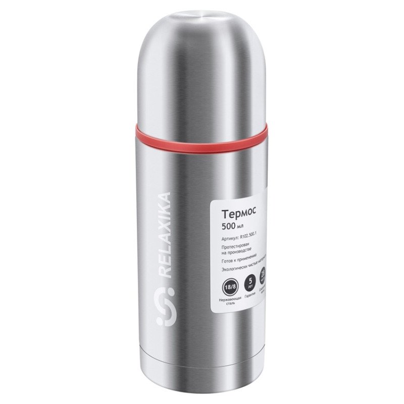 Термос Relaxika 102, 2 чашки, 500 мл, стальной